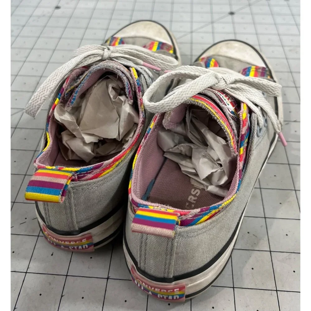 Converse Chuck Taylor Rainbow Trim Low-Top Sneakers Sz. 3 Youth Canvas Multicolo - Picture 3 of 10